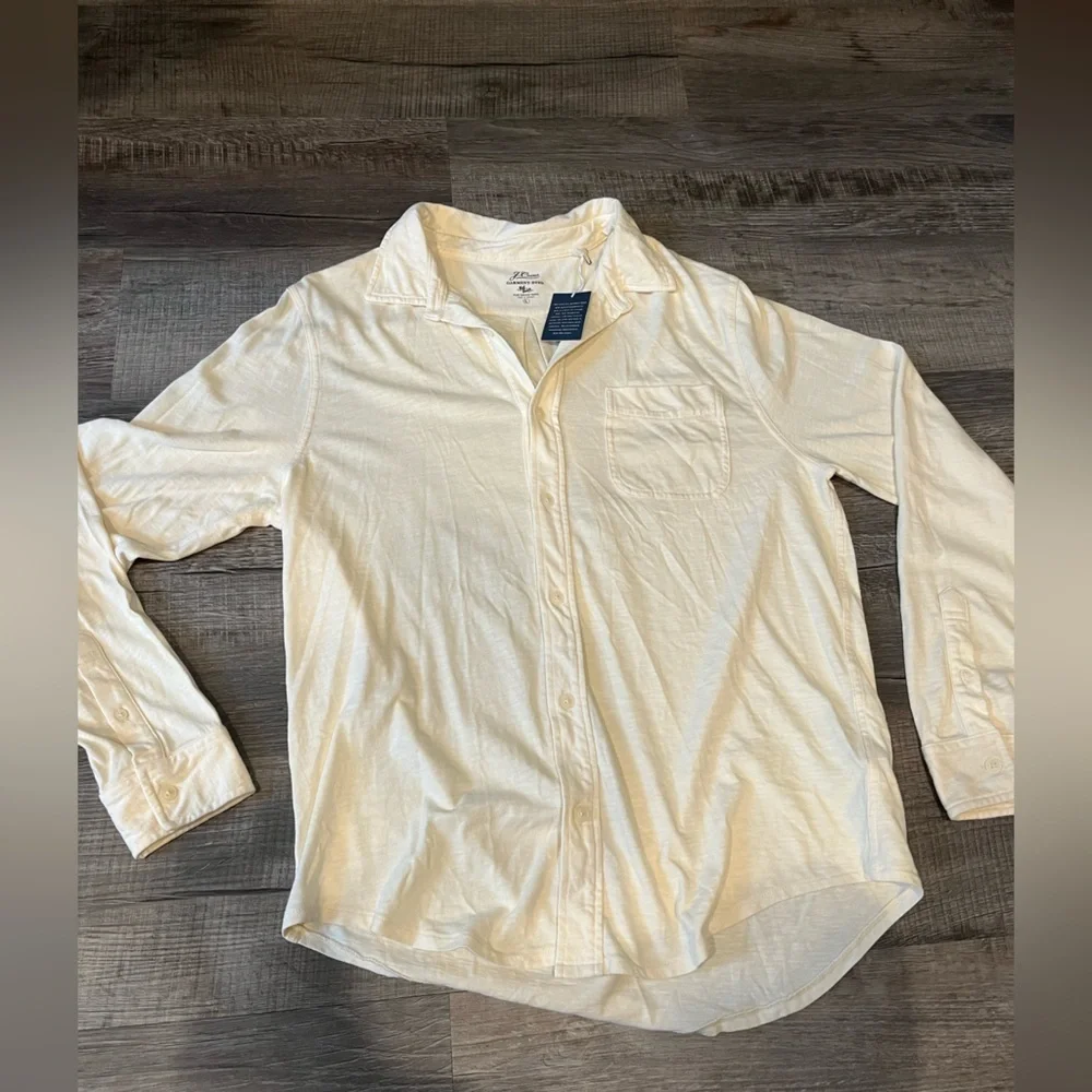 NWT J.crew Men's Garment-dyed Slub Pocket Harbor Shirt YELLOW